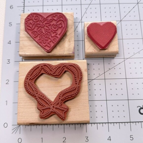 Annette Allen Watkins Other - Lot of 3 Heart Rubber Stamp Valentines Day Love Romance Wedding Card Craft
